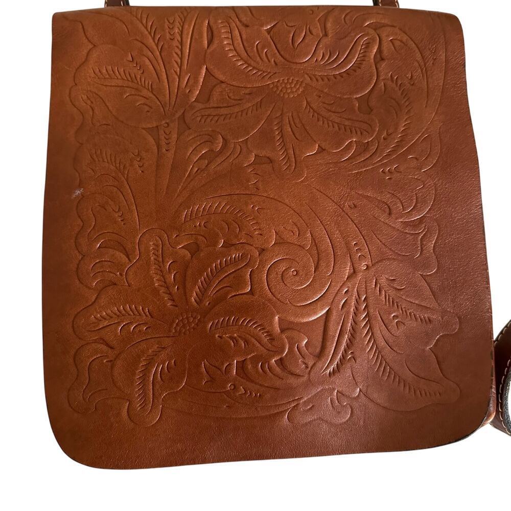Patricia Nash Tooled Leather Crossbody Brown Floral Embossed Boho Western Bag - Picture 2 of 16